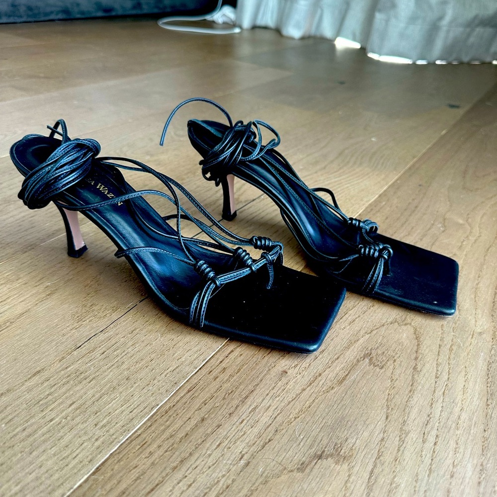 Andrea Wazen Mandaloun Patent Sandal in black